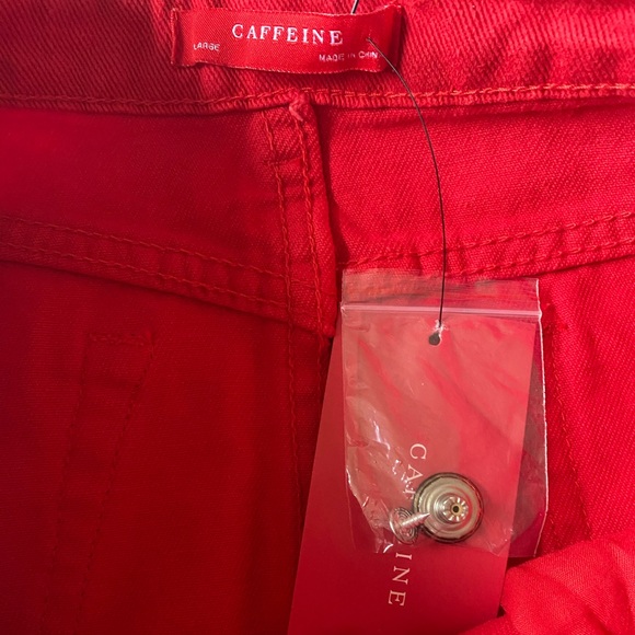 🆕Fashion Nova Caffeine - Distressed scarlet red denim mini skirt - Picture 3 of 12